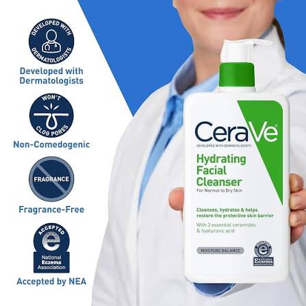 CeraVe Hydrating Cleanser with Ceramides and Hyaluronic Acid for Normal to Dry Skin